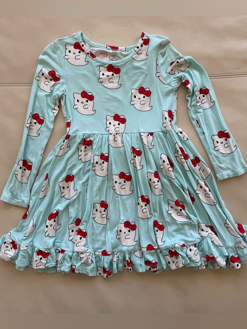 POSH PEANUT x Hello Kitty Halloween Glow in the Dark Ghosts Light Blue Dress 5-6